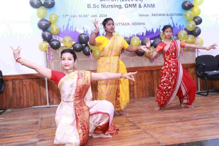 The final year GNM (2020-23 Batch) Nursing students are given a farewell ceremony by their juniors.